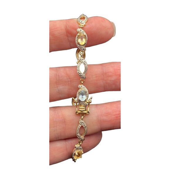 Ross Simons 925 Vermeil Amethyst Peridot Topaz Diamond Accent Bracelet - Picture 10 of 12